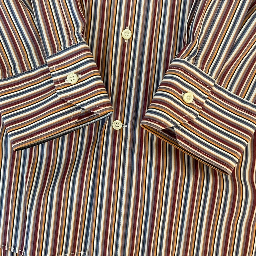 ETRO made in‎ italy Multicolor Stripe Spread Collar Sport Shirt Size 44 $425